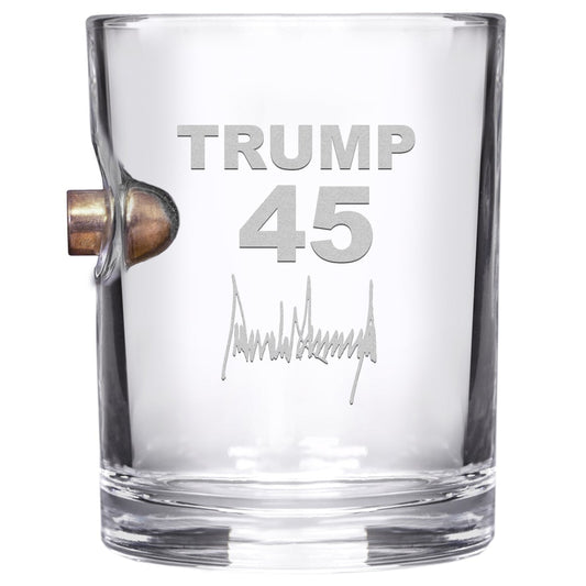 Trump 45 Signature Real Bullet Whiskey Glass (Made in the USA)
