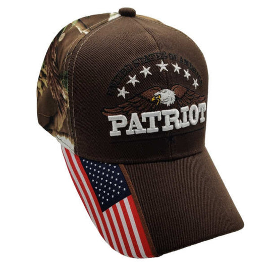 United States of America Patriot Hat with Flag Bill (Brown)
