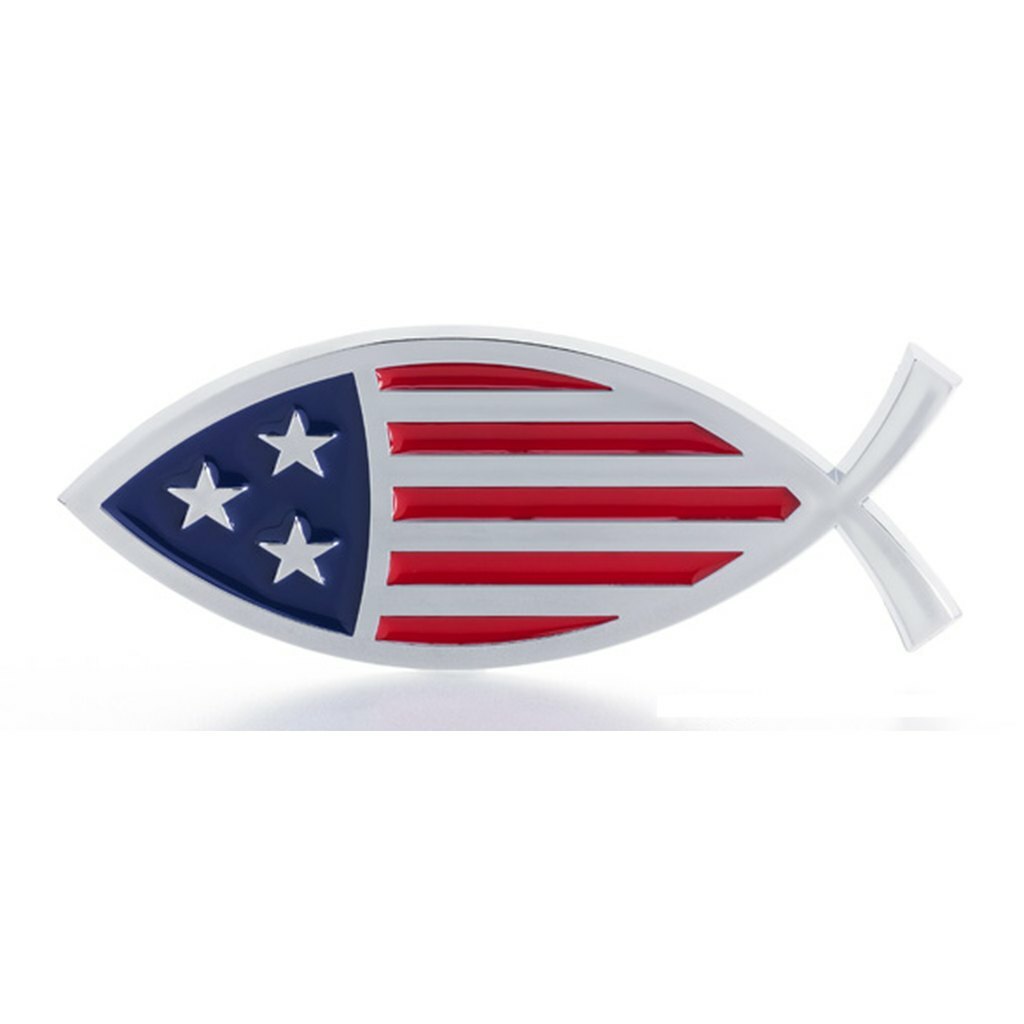 Patriotic Ichthys Fish Auto Emblem (Made in the USA)